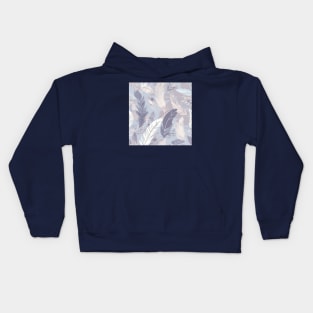 Delicate Gray, lavender and light blue feathers Kids Hoodie